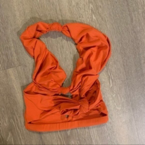 Oh Polly LOW KEY BARDOT CROP TOP IN ORANGE - Picture 3 of 5